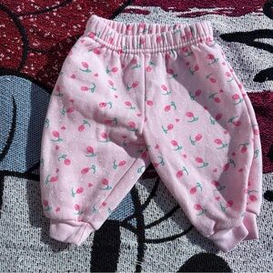 VINTAGE BEBE TERRIFIQUE PINK ROSE GRAPHIC SWEATPANTS SIZE 6/9 MONTHS